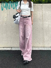 Lunivop Woman Jeans Denim Pants French Elegance Baddie Gyaru High Street Ins Sweet Korean New
